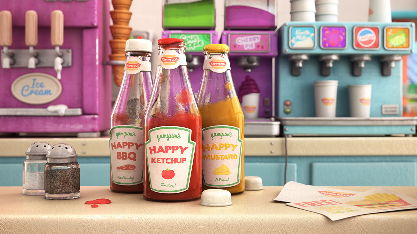 Close up shot of Happy Sauce from Happy Food animation