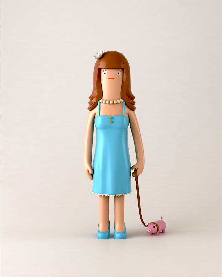 Girl with pig art toy design